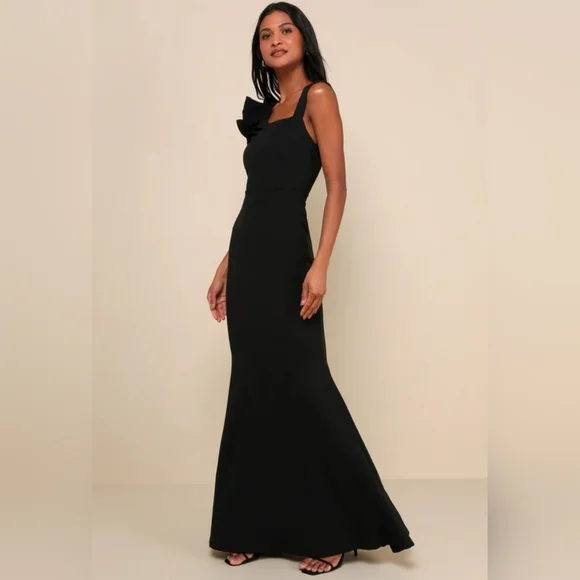 Lulus - Lucette Black Sleeveless Ruffled Mermaid Maxi Dress - Picture 3 of 6